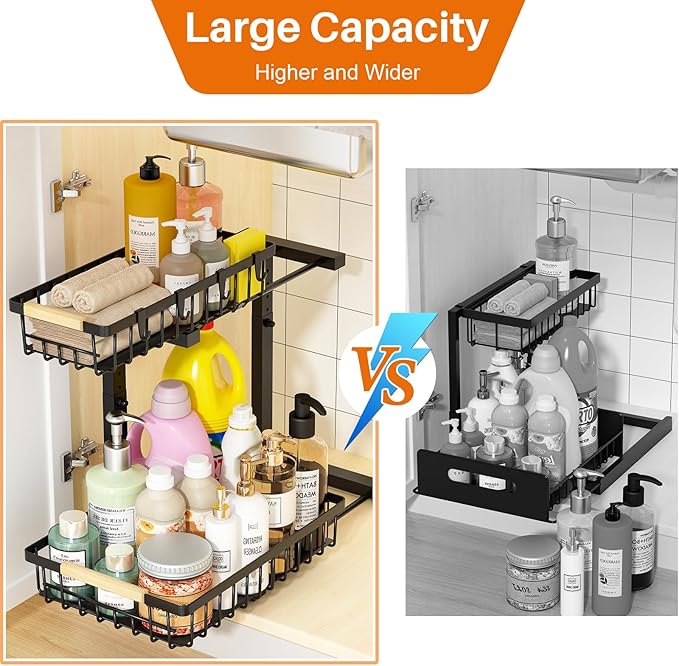 REALINN Under Sink Organizer, Height Adjustable Under Sink Organizers and - Image 4