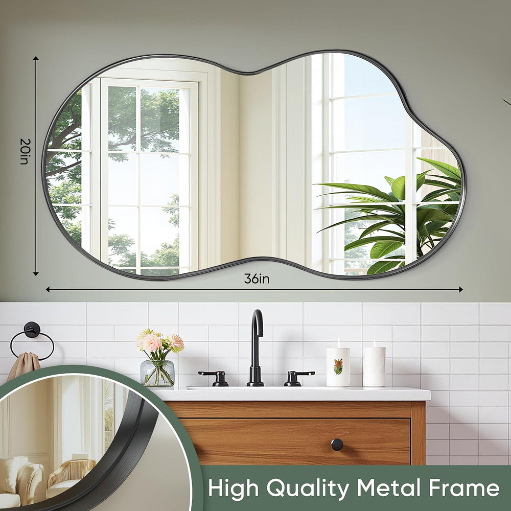 Suidia Irregular Wall Mirror, 36"x20" Bathroom Mirror Asymmetrical ...
