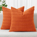 MIULEE Pack of 2 Orange Corduroy Decorative Pillow Covers 16x16 Inch Soft Boho by MIULEE
