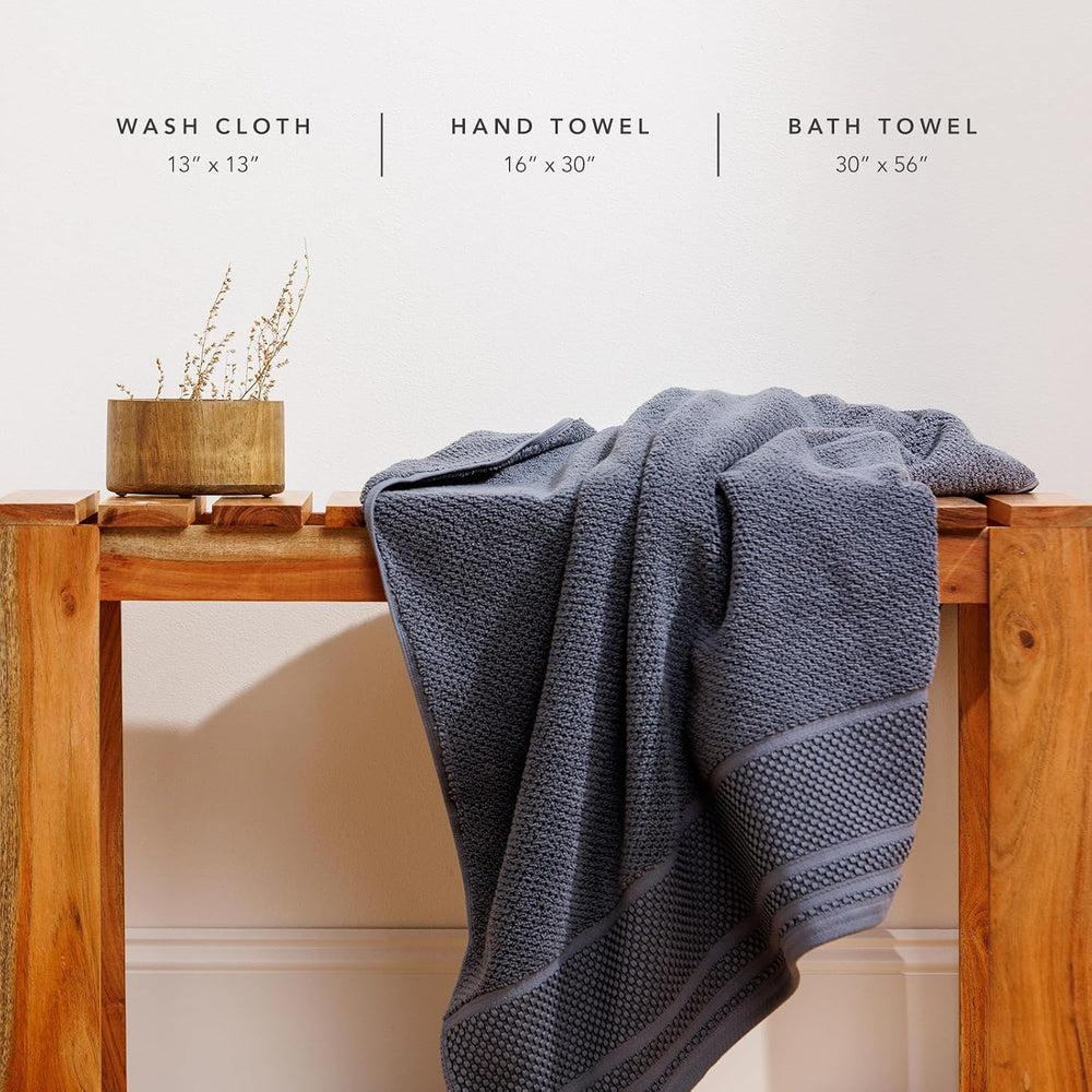 Texere 100% Organic Cotton Rice Weave Jacquard 700 GSM Luxury Bath Towel Set ...