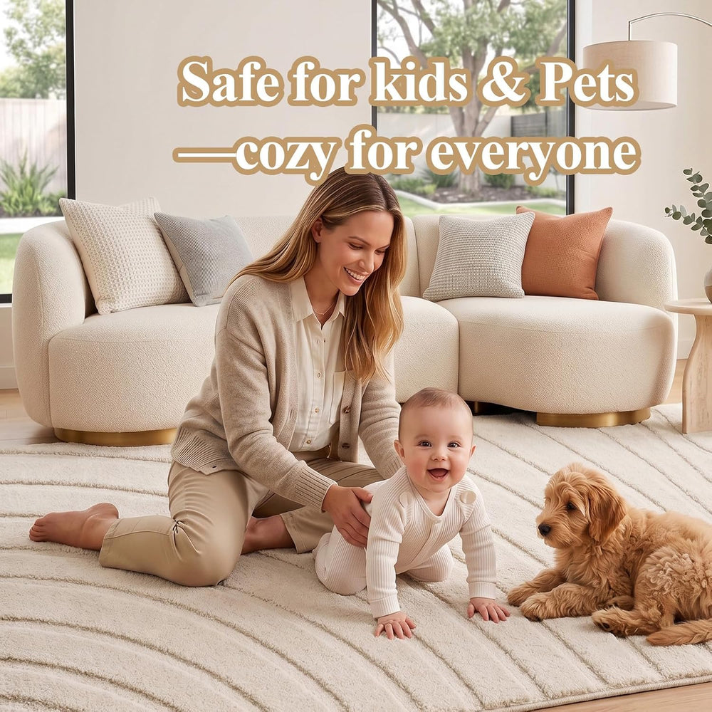 famibay 6x9 Area Rugs for Living Room Bedroom, Modern Washable Rug, Beige