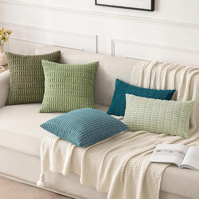 MIULEE Pack of 2 Corduroy Decorative Throw Pillow Covers 16x16 Inch Soft Boho - Image 2