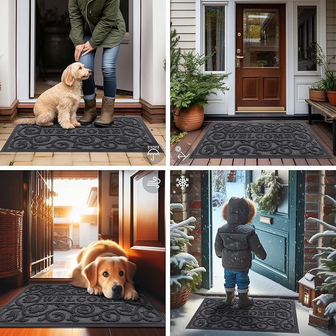 Smiry Welcome Door Mat Outside Entrance, Heavy Duty Trap Dirt and Moisture Easy - Image 6
