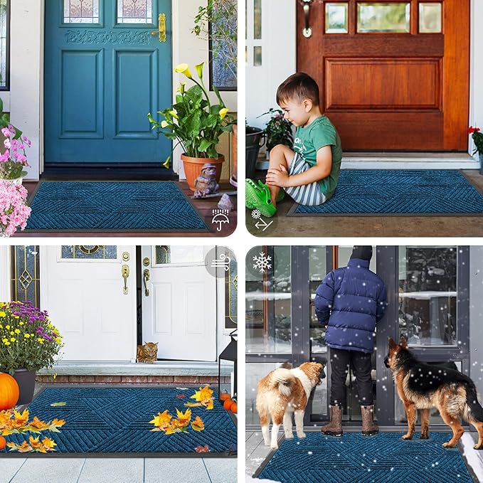 Smiry Front Door Mat Outside Entrance, Heavy Duty Sturdy Natural Rubber Doormat - Image 7
