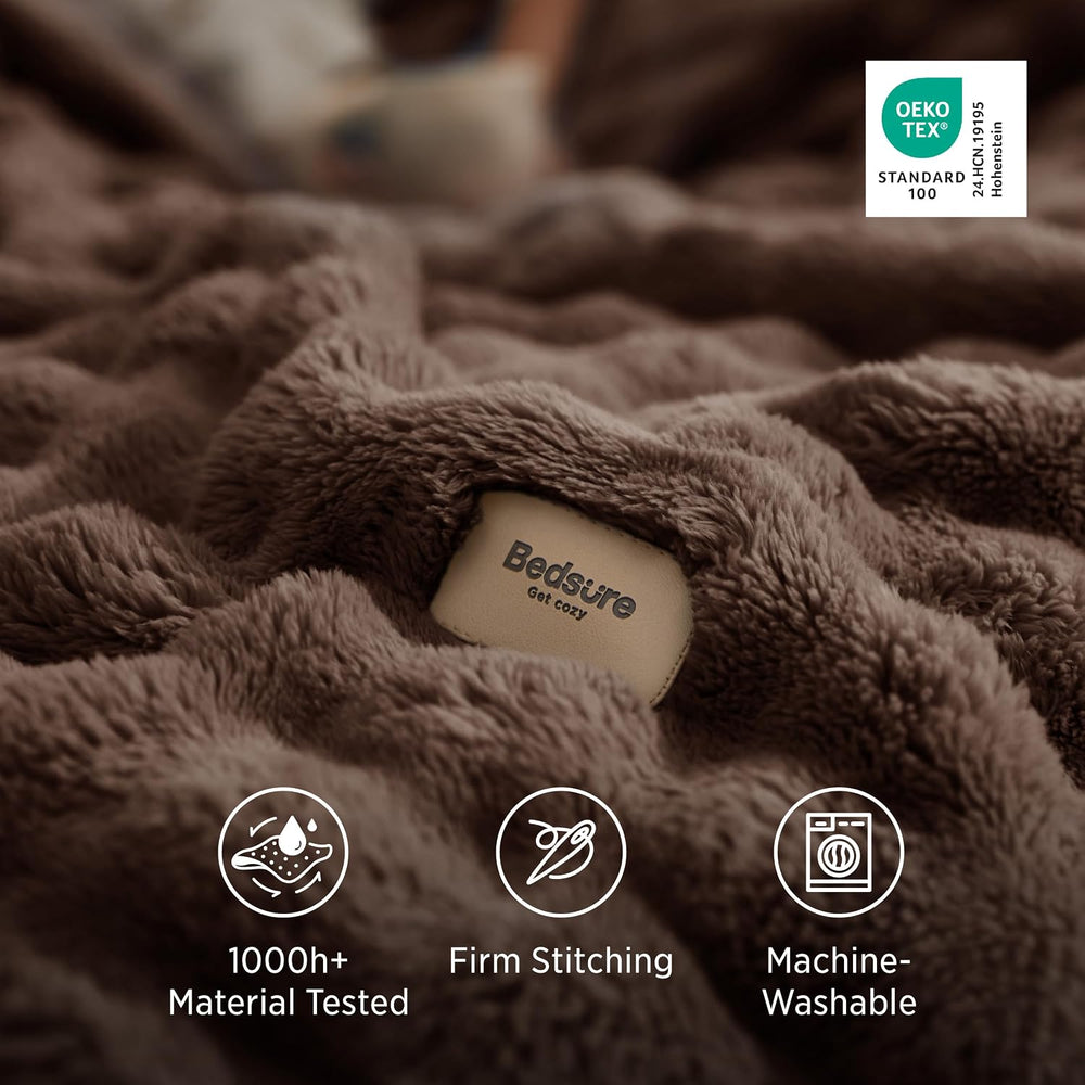 Bedsure Cloud Bubble King Throw Blanket for Bed, Brown, 108"×90"