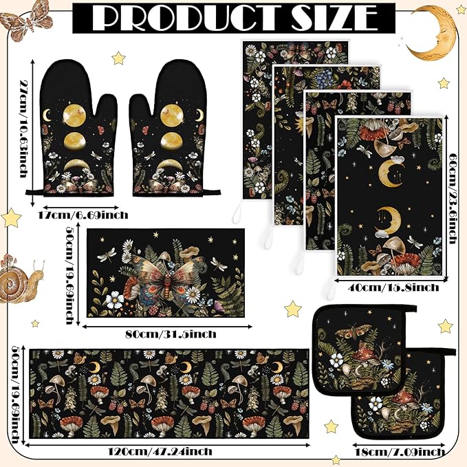 Fourluoo 10 Pcs Kitchen Dish Towels Rugs Oven Mitts and Pot Holders Set - Image 3