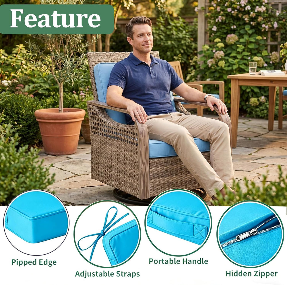 25x25 in Outdoor Foam Deep Seat Cushion Set of 4, Water-Resistant & Fade-...