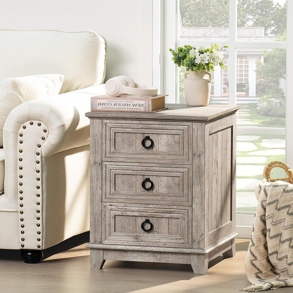 Joaxswe Farmhouse Nightstand Set 2, 18'' End Table | Sofa Bed Side Ta...