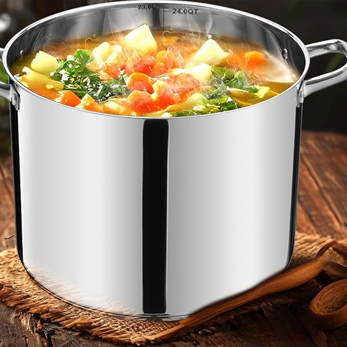 Stainless Steel Large Stock Pot, LIANYU 24 QT Heavy Duty Stockpot - Image 6