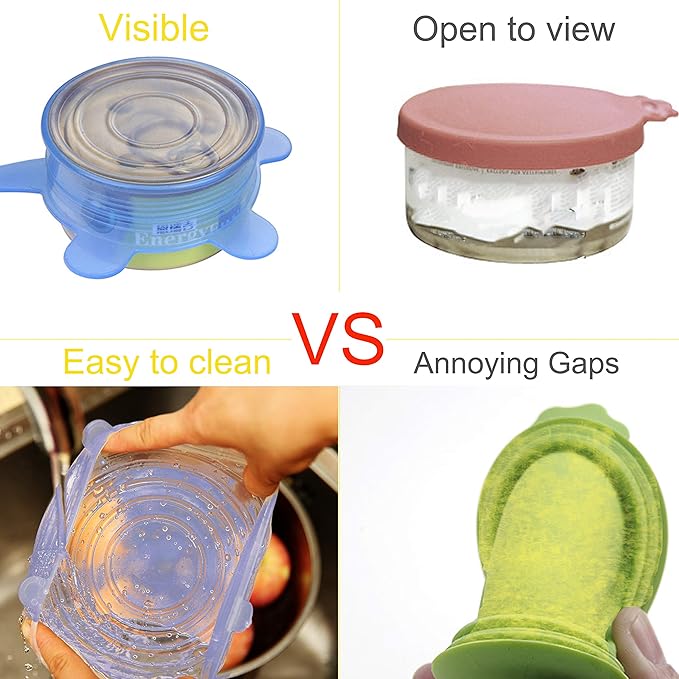 SLSON 6 Pack Pet Food Can Cover Stretchable 1 Fit 3 Universal Size Silicone Can - Image 5