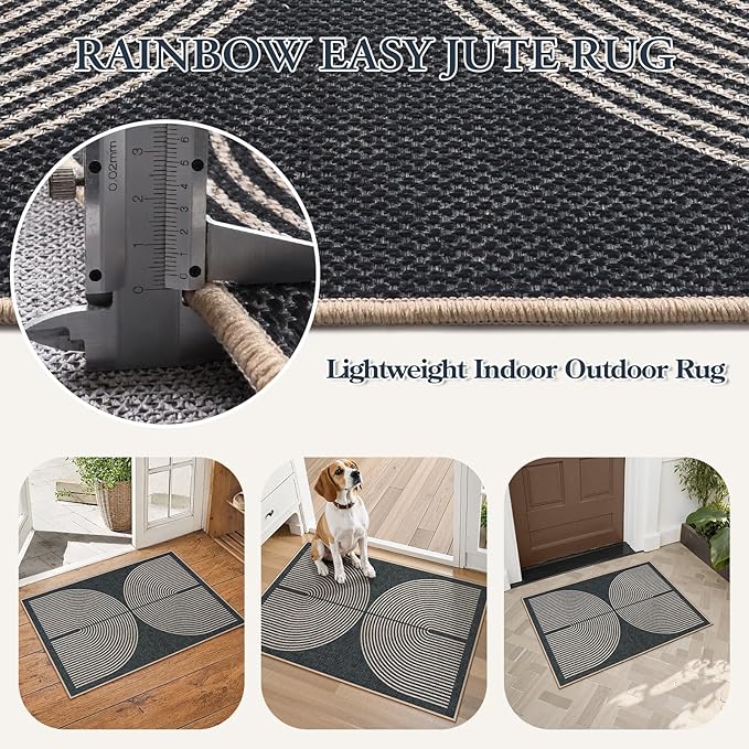 Lahome Enfys Rainbow Indoor Door Mat, Farmhouse Non Slip Non Shedding - Image 4