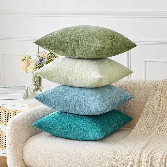 MIULEE Pack of 2 Couch Throw Pillow Covers 26x26 Inch Soft Teal Chenille Pillow - Image 9