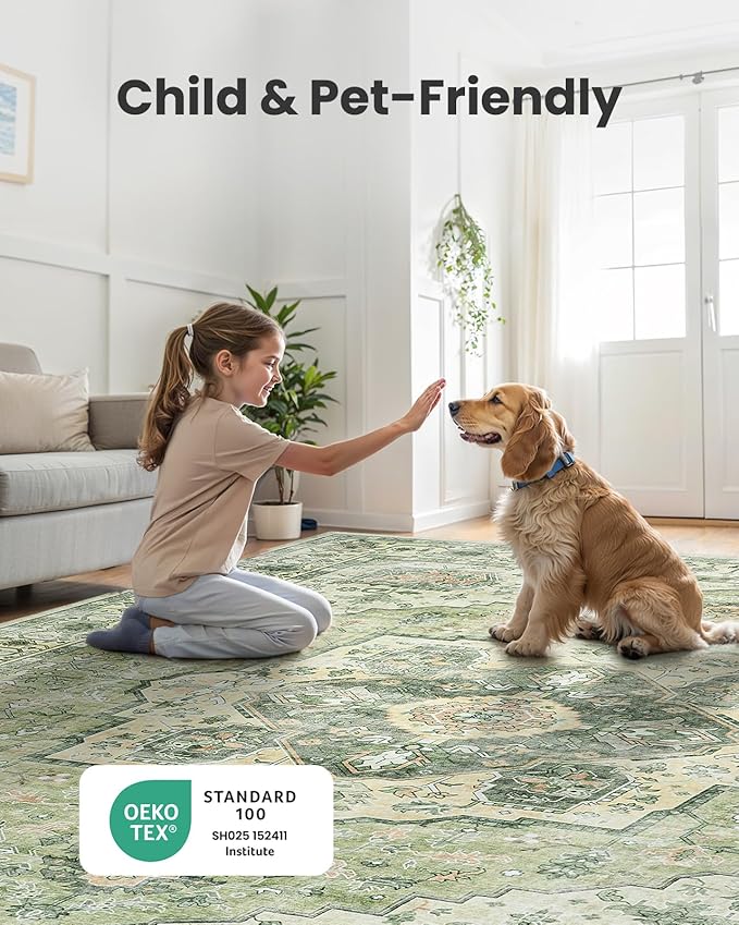 AMADA HOMEFURNISHING 8x10 Area Rug, Washable Low-Profile Large Area Rug - Image 6