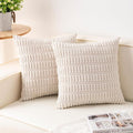 Pack of 2 Corduroy Decorative Throw Pillow Covers 26x26 InchSoft Striped Pillow by Unknown