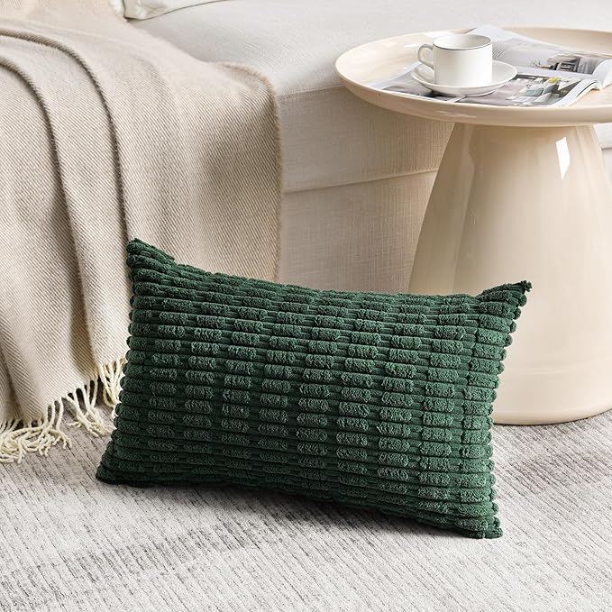 Fancy Homi Set of 4 Green Lumbar Rectangle Decorative Throw Pillow Covers 12x24 - Image 2