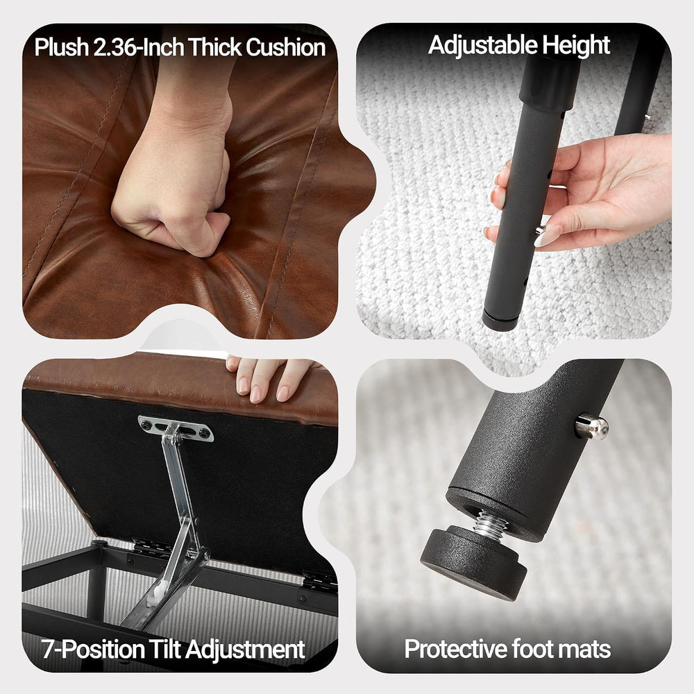 TIOPGHAD Adjustable Ottoman Pouf, 60 Degree Tilt, Brown Synthetic Leather | 4...