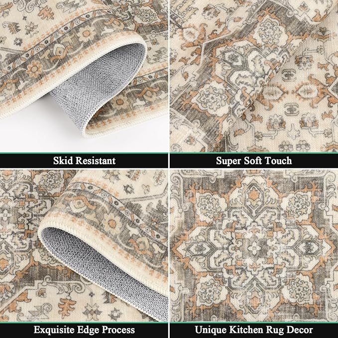 HEBE Boho Kitchen Rug Sets 3 Piece