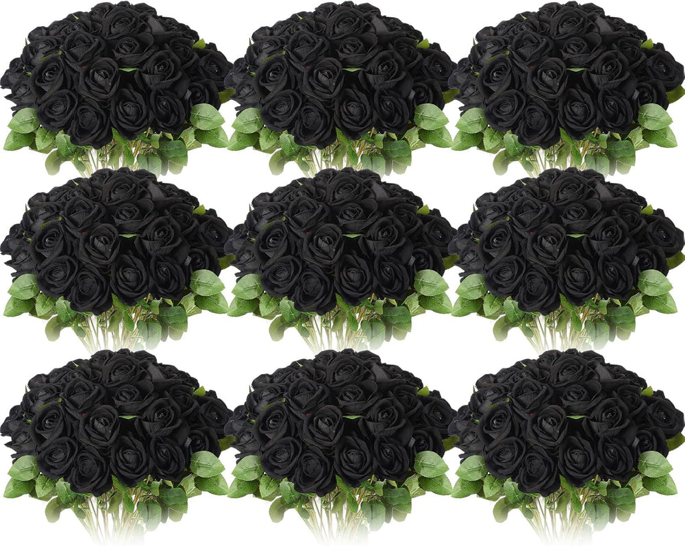 Jexine 100 Pcs Artificial Roses Flowers Bulk, Black