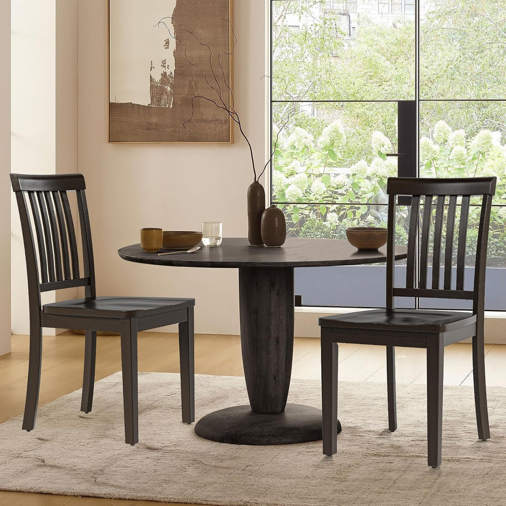 COLAMY Wooden Dining Room Chairs Set of 2, Spindle High Back Windsor Kitchen ...