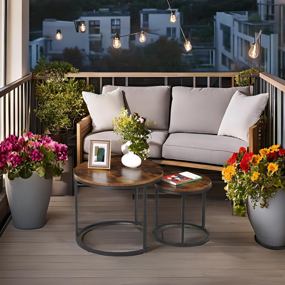 F2C Nesting Coffee Table Modern End Table Set of 2 for Living Room Balcony Of...