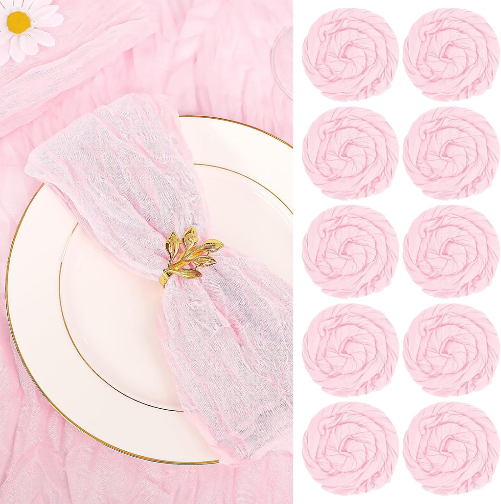fani 100 Pack Gauze Cheesecloth Napkins, 20 x 20 in, Light Pink | Wrinkled Table Napkins, Soft Cotton, Rustic Decorative, Weddings, Party, Dinner Table, Everyday Use