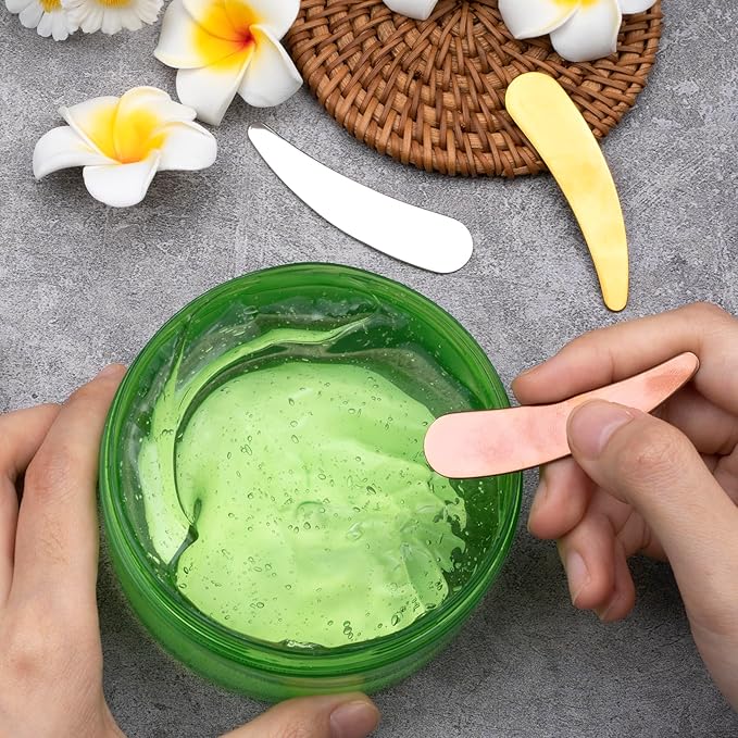 Pndeyo 3pcs Mini Metal Makeup Spatula, Reusable Cosmetic Cream Spatulas Spoon - Image 6