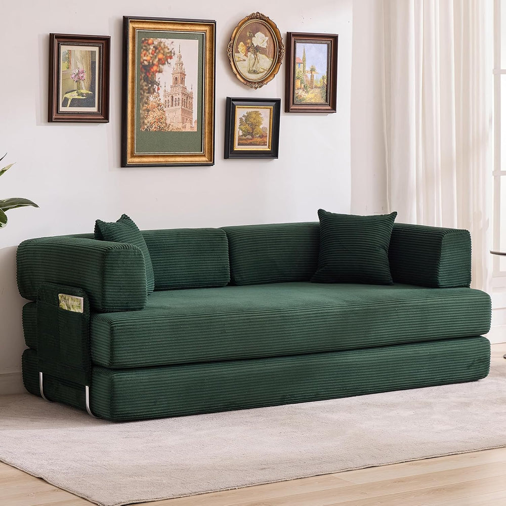 Garvee 5-in-1 Convertible Sofa Bed, 78.8" Modular Corduroy Sleeper with ...