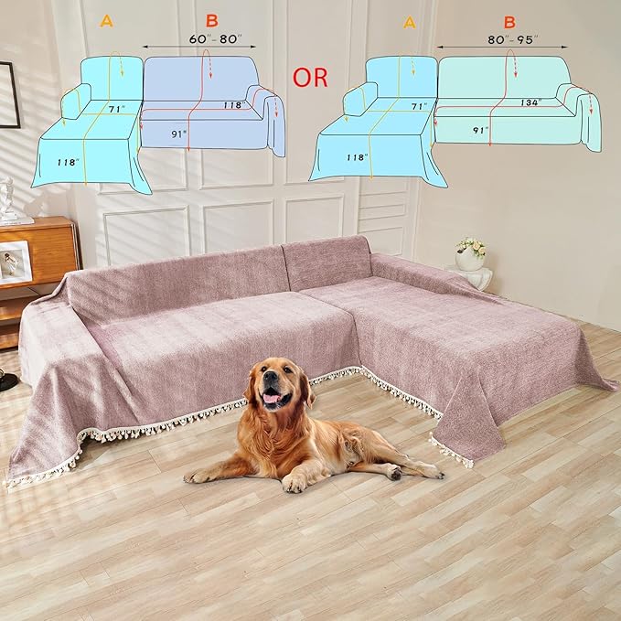 HANDONTIME Soild Couch Covers for Dogs Pink-Purple Sofa Covers Boho Cover for - Image 3
