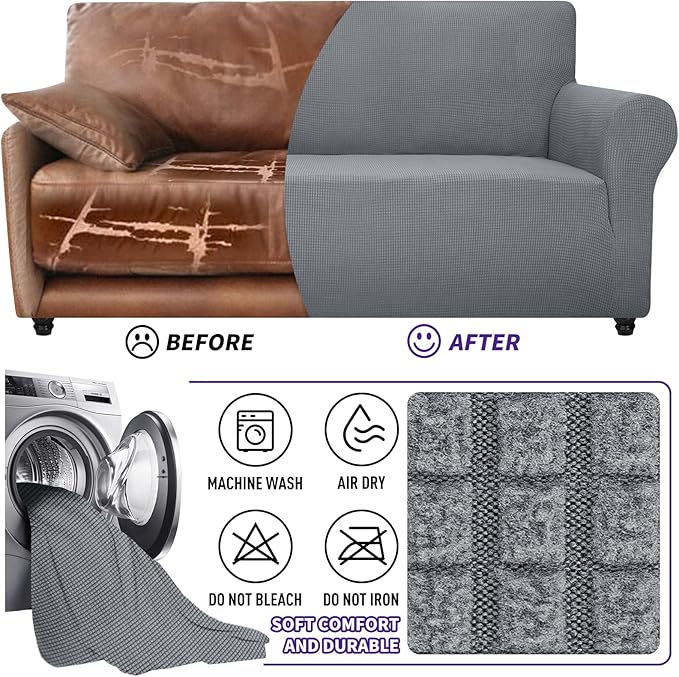 ZNSAYOTX Super Stretch Couch Cover Love Seat Sofa Covers - Image 7