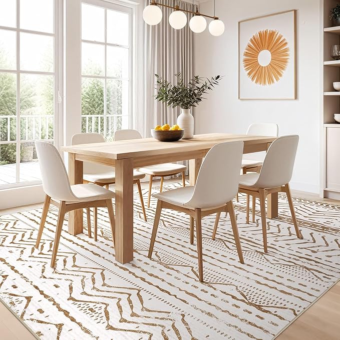 Nakagishi Area Rug Living Room Rugs: 5x7 Machine Washable Boho Large Neutral - Image 7