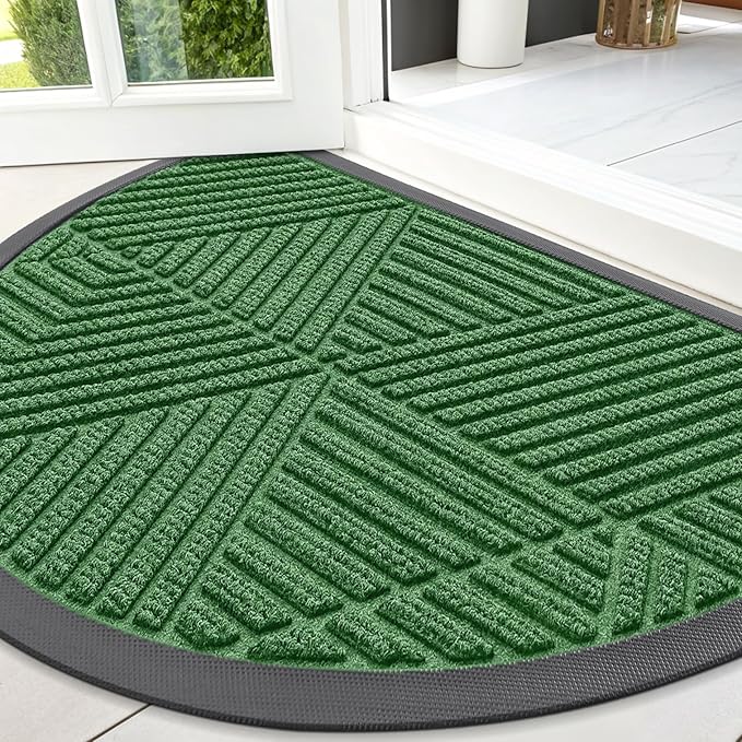 Smiry Half Circle Front Door Mat Outside Entrance, Heavy Duty Sturdy Natural by Smiry