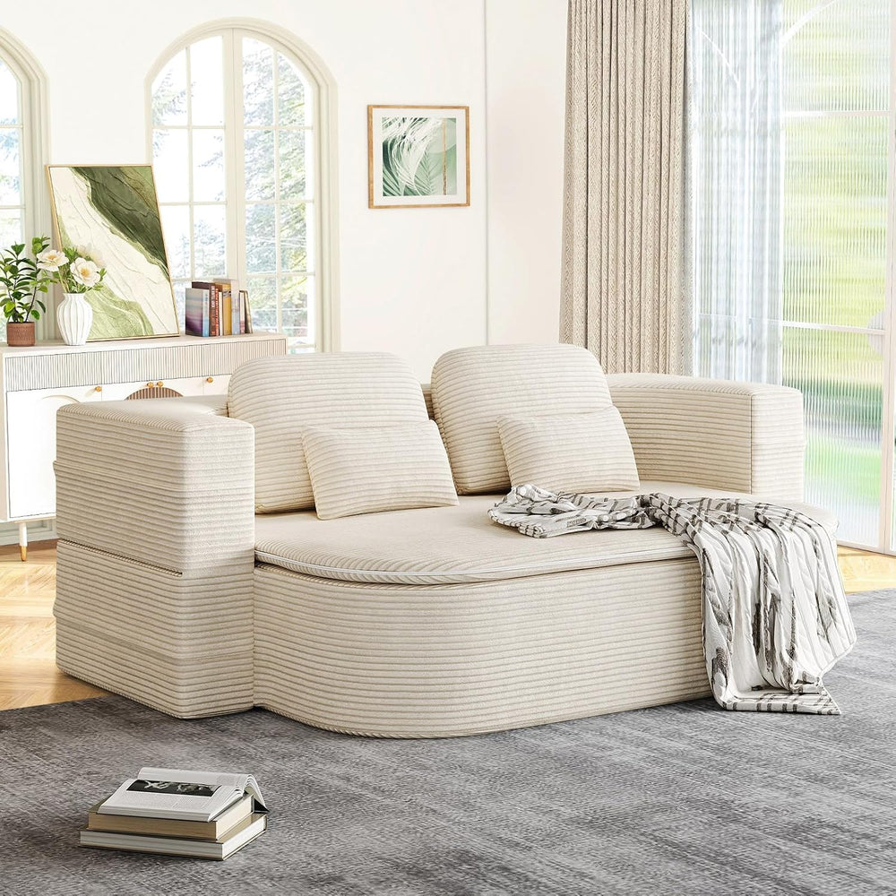Antetek Convertible Sleeper Sofa, Modern Folding Futon Corduroy Floor Foam Co...