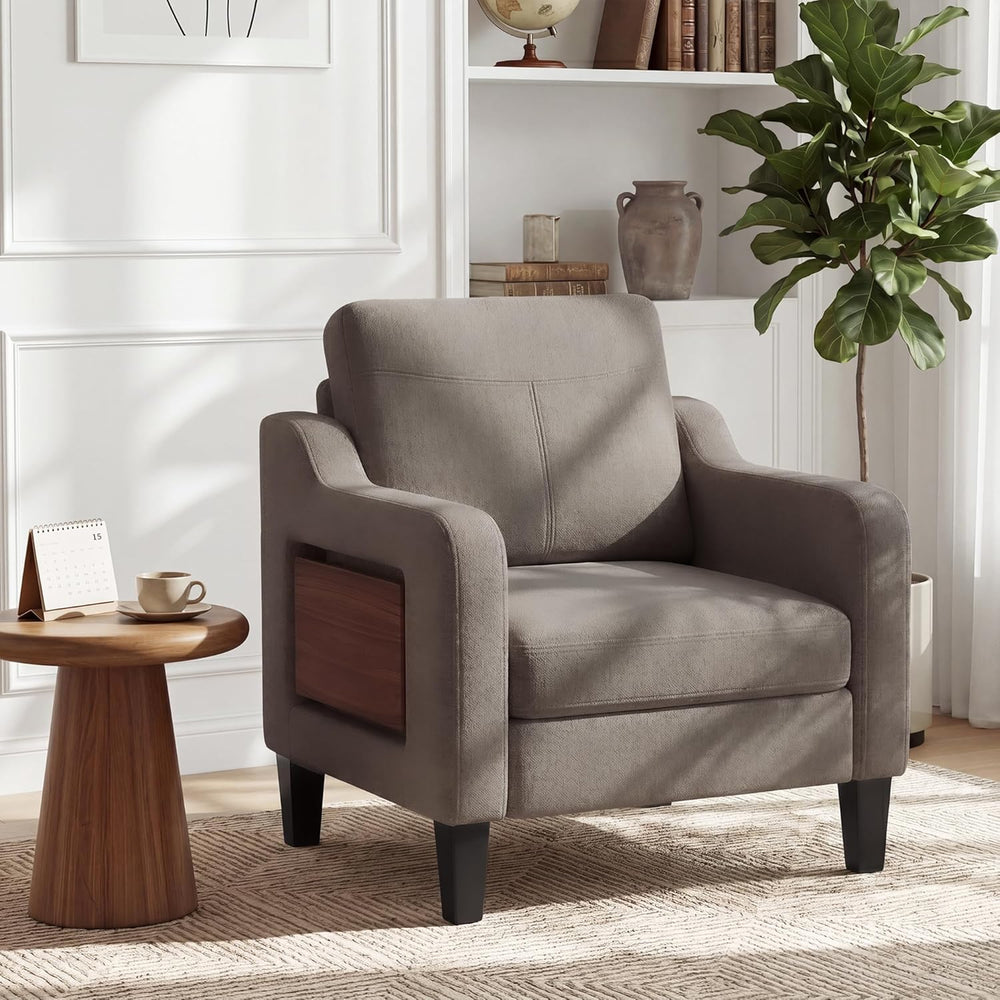 Accent Chair for Living Room, Mid-Century Upholstered Armchair with Foldable ...