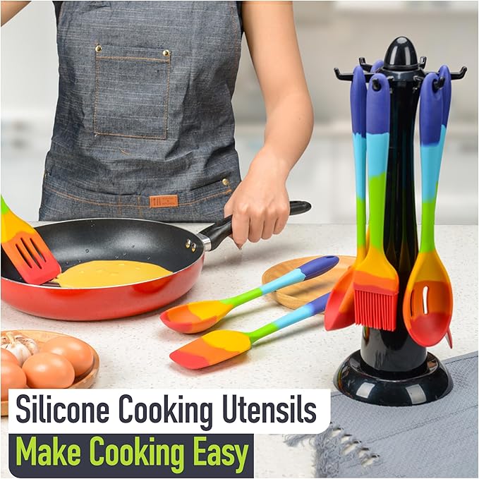 9-Piece Rainbow Silicone Spatula Set - Image 5