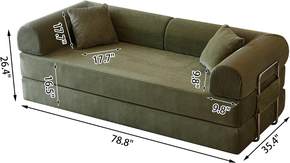 Eafurn 4-in-1 Boneless Convertible Sofa Bed, 79" Folding Mattress Couch ...
