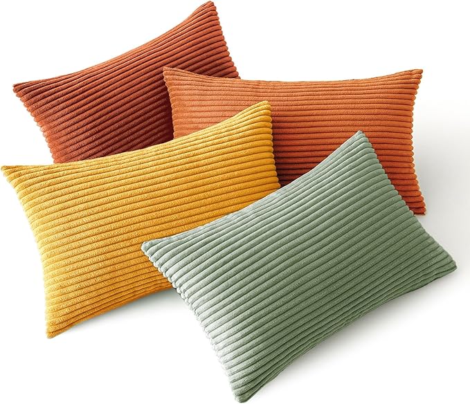 MIULEE Decorative Throw Pillow Covers 12x20 Inch Set of 4, Vibrant Cushion by MIULEE
