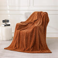 Burnt Orange Fleece Throw Blanket 50”×70” by linecooo
