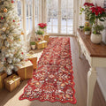 Yamaziot Christmas Runner Rug 2x8 – Red Floral Washable Non-Slip Carpet Runner by Yamaziot