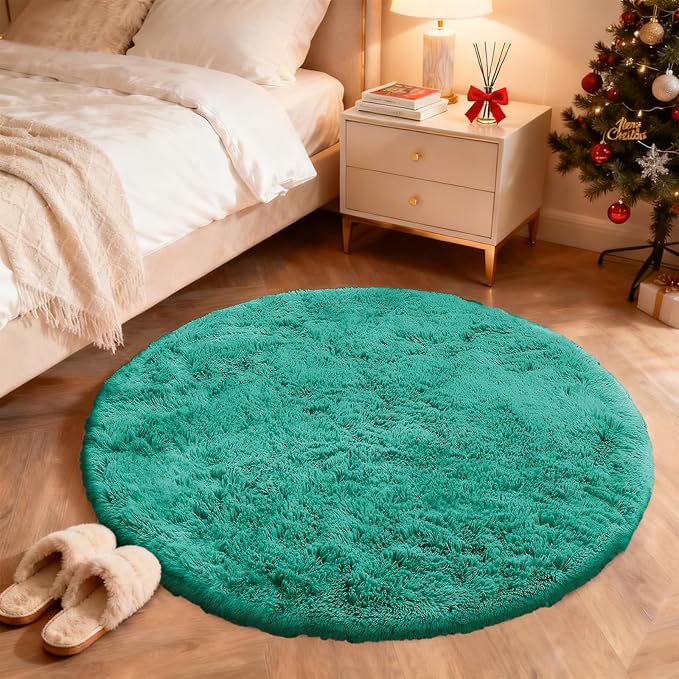 OLANLY Teal Green Round Rugs for Bedroom - Image 2