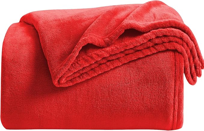 KMUSET Super Soft Throw Blanket Premium Silky Flannel Fleece Twin Red - Image 5