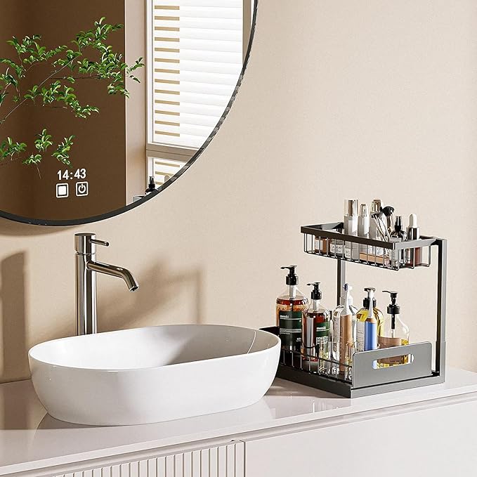 VUSIGN Under Sink Organizers Storage, 2 Tier Under Cabinet Organizer Shelf - Image 4