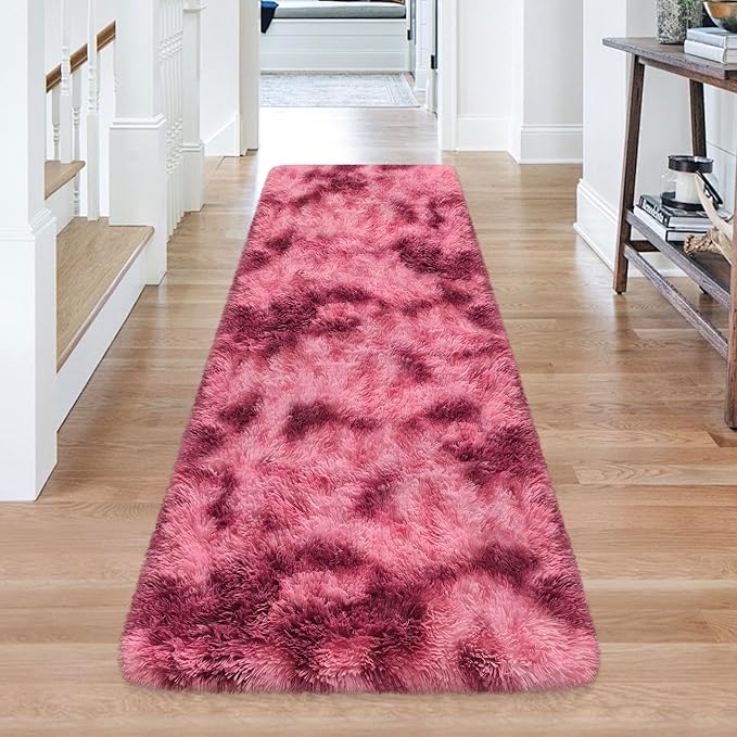 Tie-Dyed Red 2x6 Machine Washable Runner Rugs - Image 3