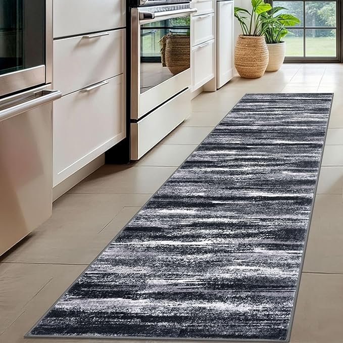 Lansny Modern Abstract Hallway Runner Rug - Image 2