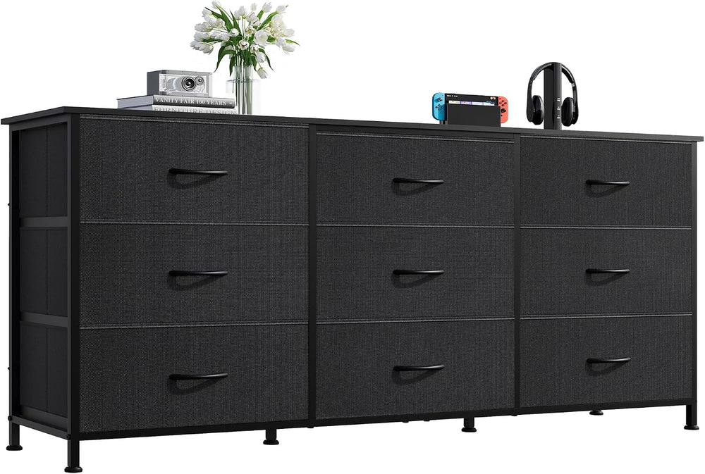 WLIVE Dresser TV Stand for 65'' TV, 9 Fabric Drawers of Wide Dresser,...