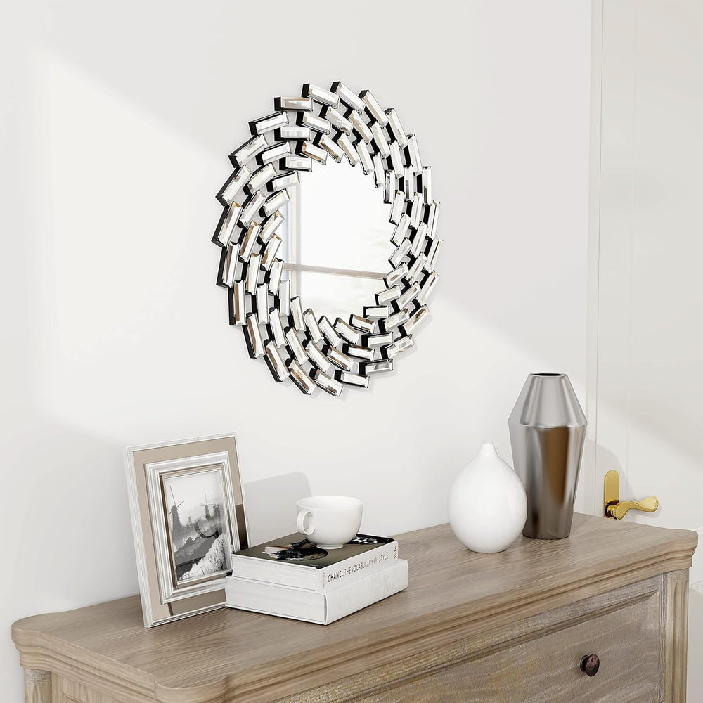 SHYFOY 18" Decorative Wall Mirror, Living Room Modern Round Mirrors