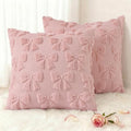 decorUhome Pink Bow Pillow Covers Set of 2 Coquette Aesthetic Cute Preppy Plush by decorUhome