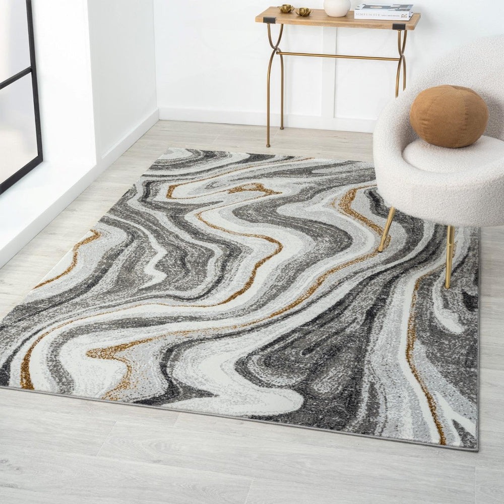 LUXE WEAVERS Marble Patterned Abstract Swirl Gray 5x7 Area Rug