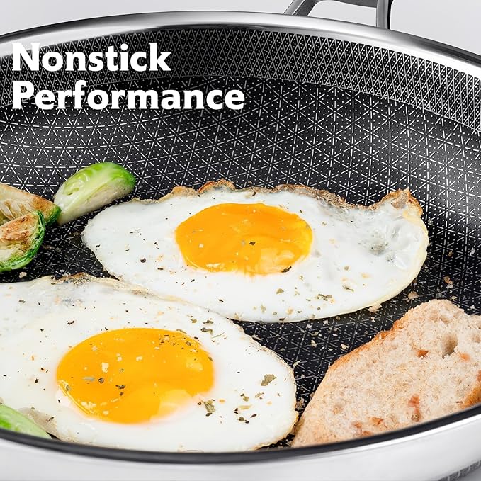SNOWCLAD 3 Piece Hybrid Nonstick Pans Set, 8+10+12 Inch Nonstick Frying Pans Set - Image 2