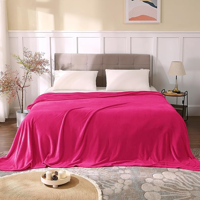 BEDELITE Fleece Blankets Queen Size Hot Pink Throw Blankets - Image 2