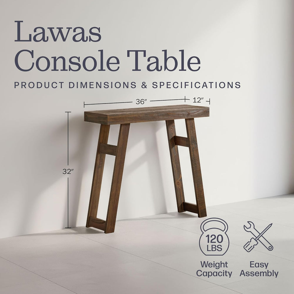 Alaterre Furniture Lawas Solid Wood Console Table, Brown, 36”x12”x32” | Moder...
